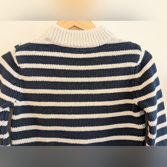 Kule Navy Ivory Striped Knit 100% Cotton Sweater Size XS Fisherman Nautical - Picture 9 of 13